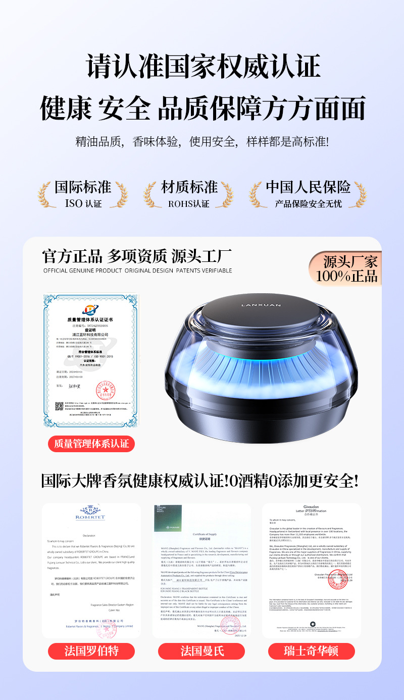 Car Aromatherapy Diffuser, New Car Perfume for Interior Use, Long-Lasting Fragrance, Cloud Mist Automatic Spray with Ambient Light
