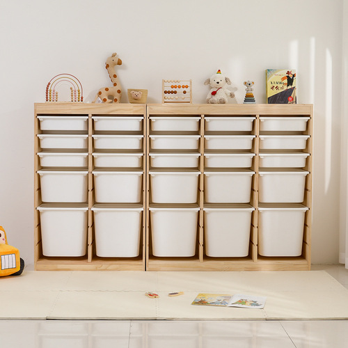 Sch ufat Toy Storage Cabinet Solid Wood Living Room Wall-mounted Large Capacity Toy Cabinet Baby Display Cabinet Montessori Children