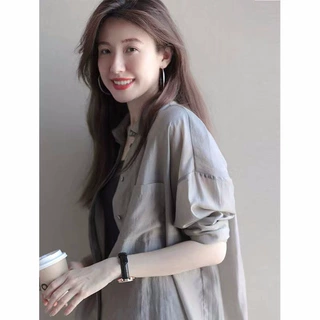 2025夏季防晒衣女外搭薄款新款宽松中长款开衫防晒服衬衫
