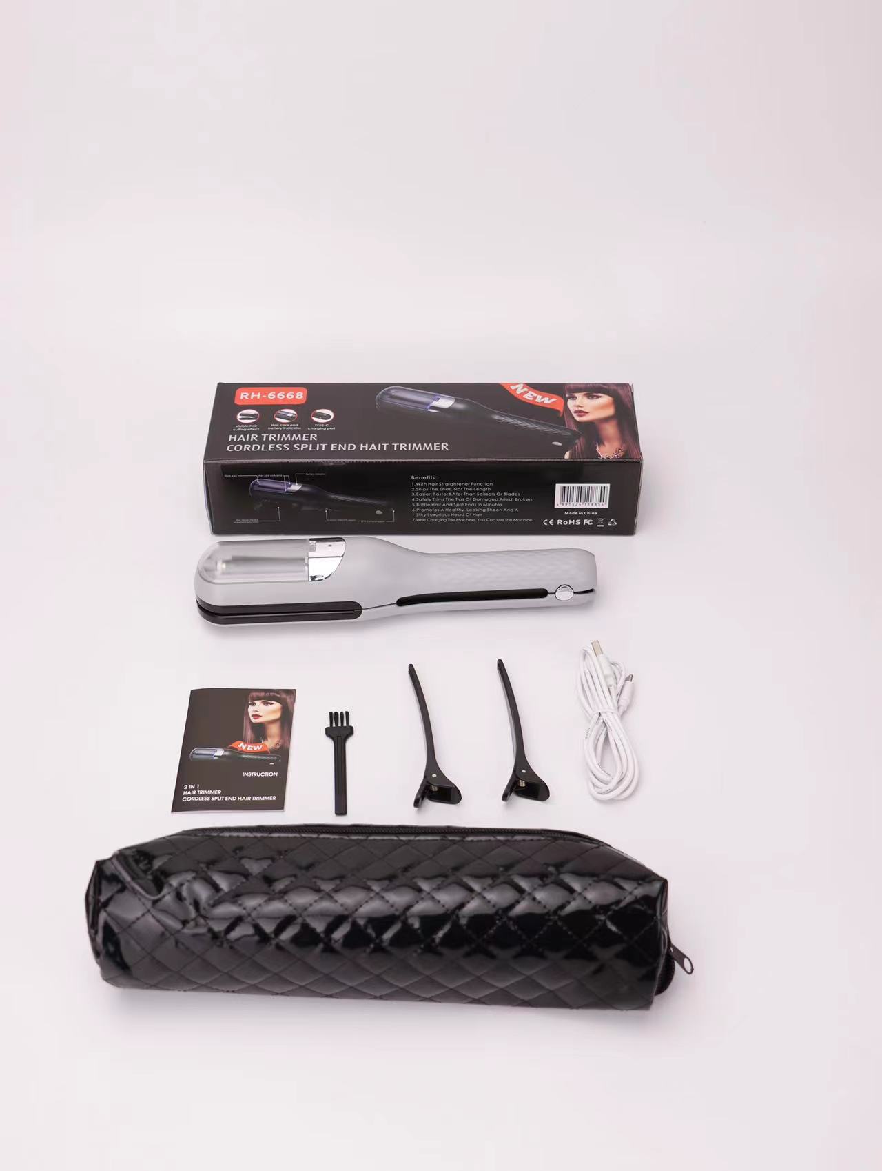 Recortadora de pelo multifuncional para puntas abiertas, cortadora de pelo automática portátil recargable para el hogar, recortadora de pelo eléctrica.