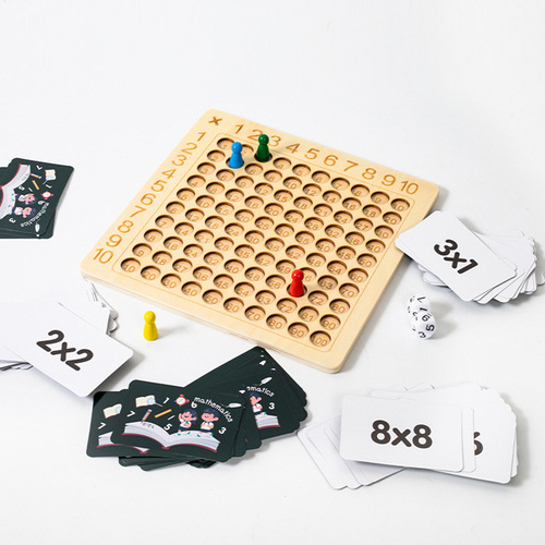 Wooden children's intelligence multiplication table parent-child interactive preschool nine-nine multiplication table training thinking toy