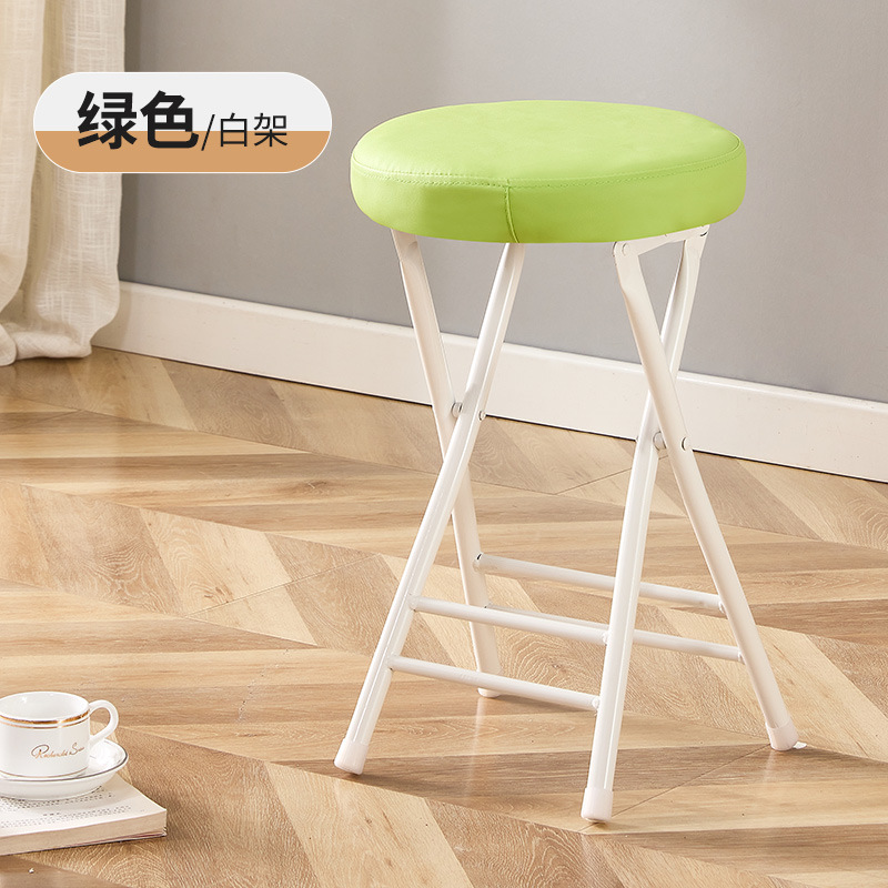 §~^*~§등받이가 없는 두꺼운 부드러운 커버가 있는 흰색 프레임 녹색 스툴§~^*~§