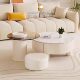 French Cream Style Coffee Table Light Luxury Minimalist Living Room Rock Plate Coffee Table Modern Small Apartment Storage Nordic Round Combination