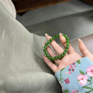 Jin Yutang Xinjiang Hetian Jasper Bracelet with Uniform Color and Expensive Full Size 8/8