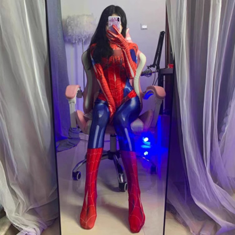 女性用ブラックスパイダーMJタイツコスプレ衣装、抖音大人女性用コスプレワンピース、クール|undefined