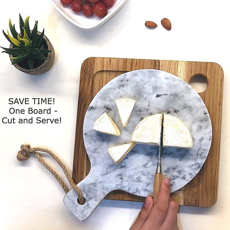 Japonés y coreano bandeja de mármol natural mango redondo placa creativa nuevo hotel fruta Decoración