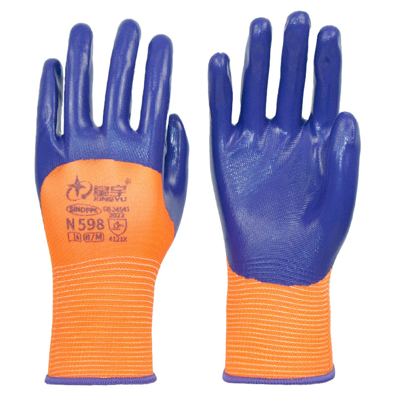Xingyu N598 guantes de inmersión de nitrilo anti-deslizante resistente al desgaste y resistente al aceite guantes de protección de trabajo de inmersión industrial