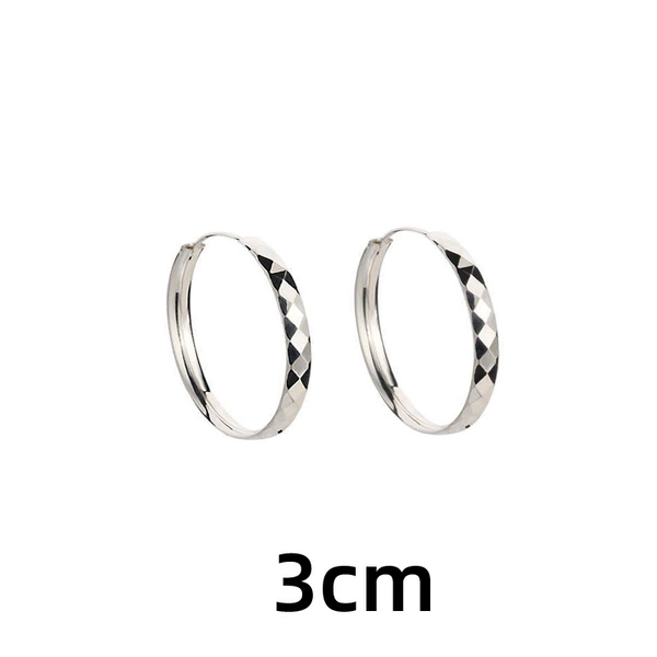 3cm Hollow Diamond Earrings - White Gold