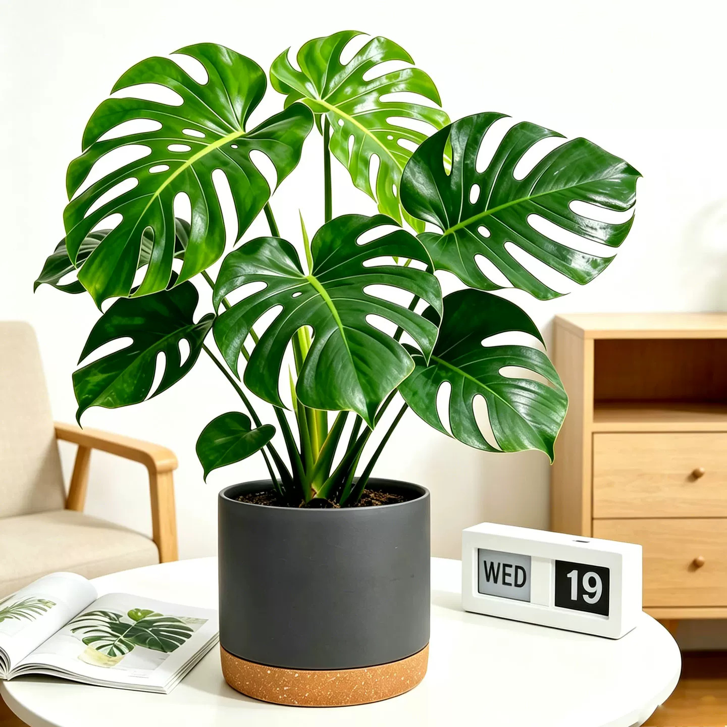 龟背竹50-60cm【雅典黑盆】