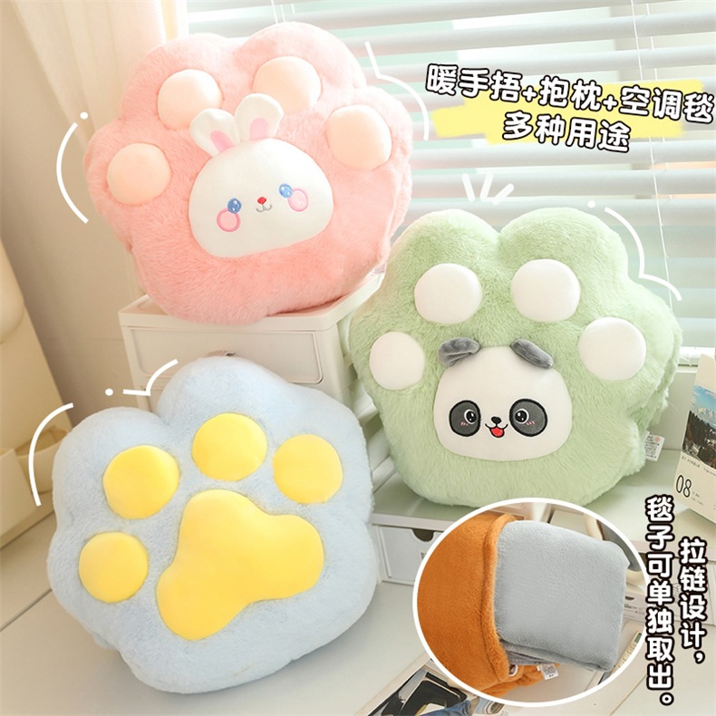 고양이 발톱 베개 퀼트 이중 목적 자동차 베개 담요 2 대 1 사무실 뒤 쿠션 손 따뜻한 낮잠 베개
