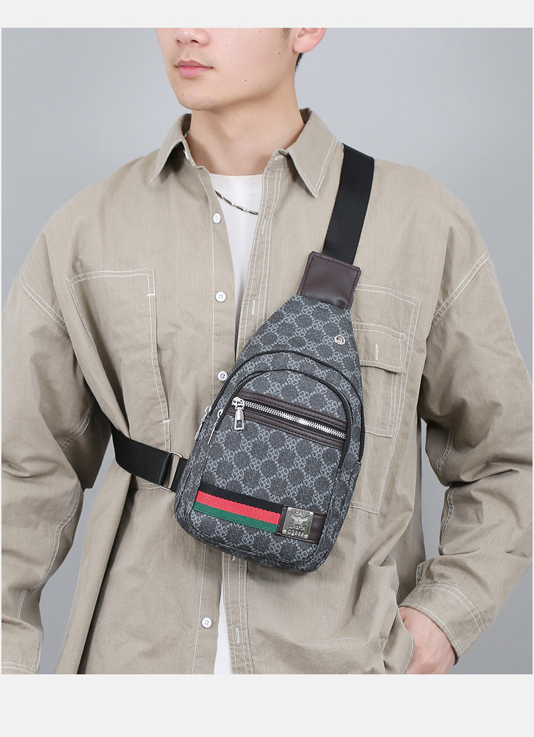 Outdoor men's chest bag, crossbody bag, travel shoulder bag, large-capacity leather bag, sports small backpack, multi-functional men's bag undefined