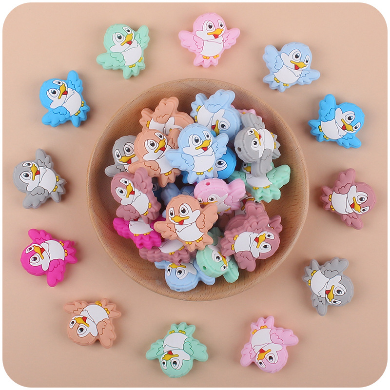 Bebé suministros de dibujos animados animal silicona pájaro mordedor creativo DIY bebé molar pezón anti-caída cadena Accesorios