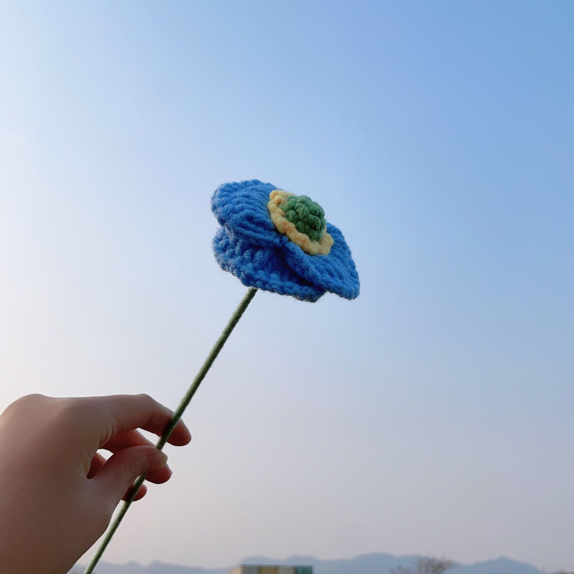 Lily tejido a mano acabado rosa Lily Tulip flor artificial lana ramo regalo