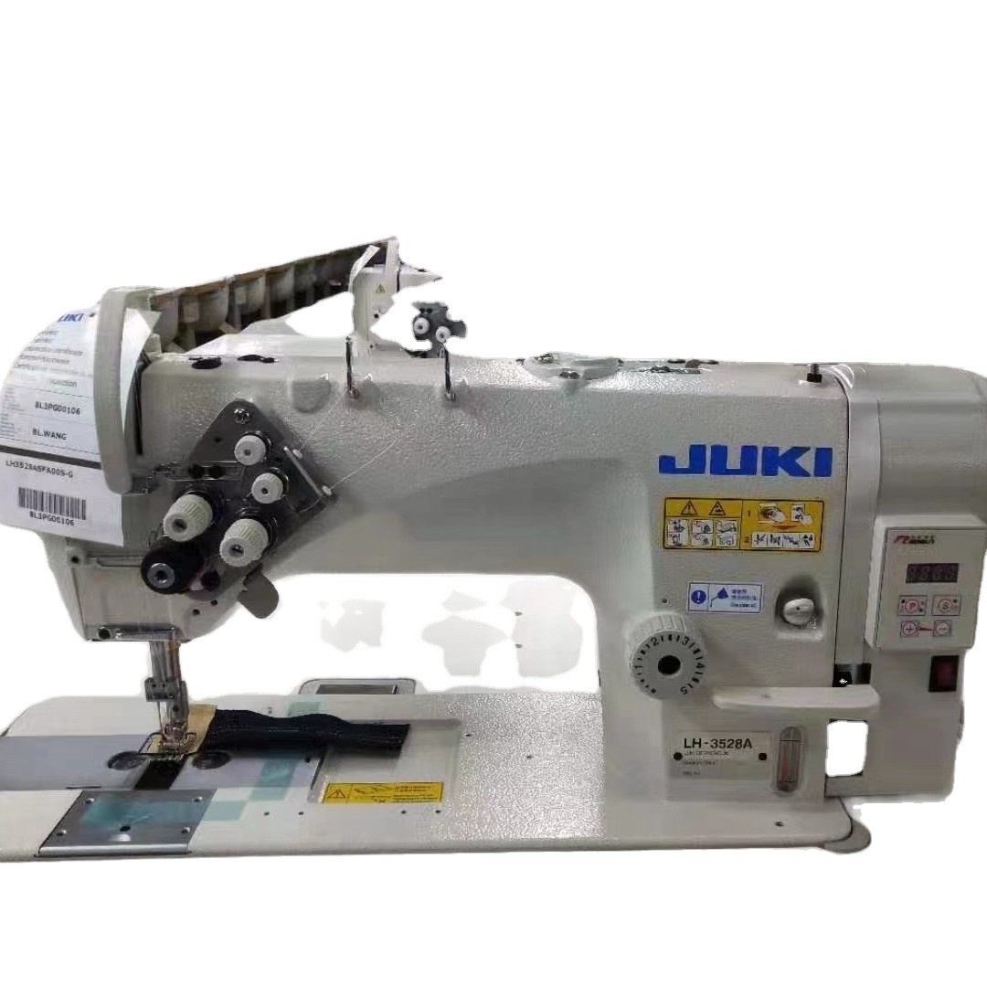 Máquina de coser de cama plana de doble aguja integrada de accionamiento directo Juki LH3528A japonesa al por mayor con suministro de aceite para máquina de coser de doble aguja para prendas de vestir con motor de accionamiento directo