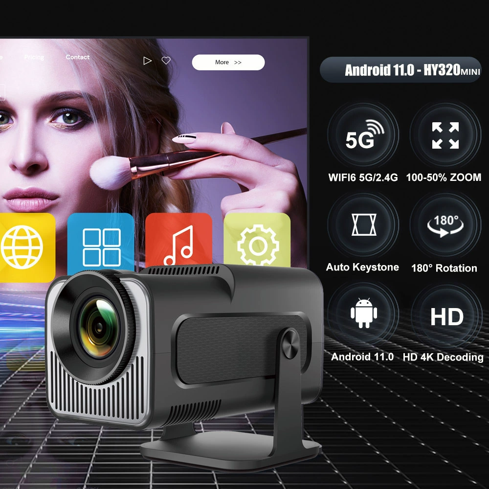 HY320 mini короткофокусный проектор, HD/4K портативный проектор для дома и спальни, настенная проекция, в наличии