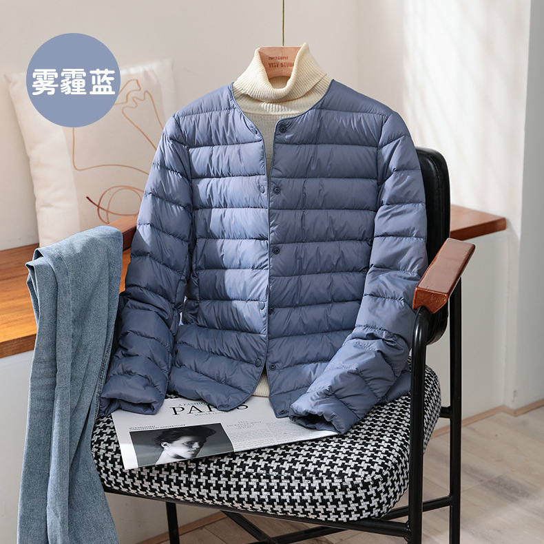 Judas Clothing 2024 Lightweight Down Jacket Women's Short Round Neck Warm Inner Liner Slim-fit Thin Inner plus size Jacket