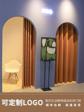 女装试衣间门帘拱形免打孔服装店专用更衣室衣帽间轨道挂钩隔断帘