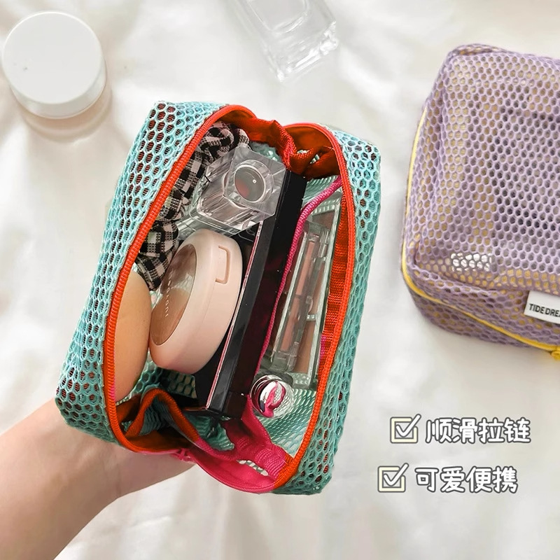 ドーパミン豆腐バッグミニメッシュポータブルトラベルトイレタリー化粧品収納バッグメイクアップバッグメッシュ雑貨バッグ|undefined