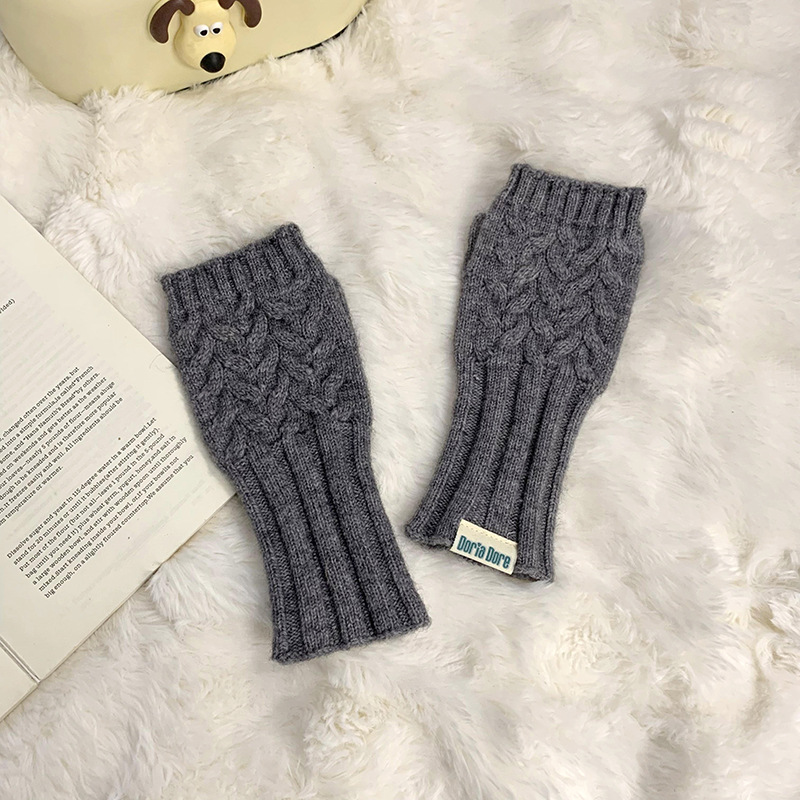 Guantes de medio dedo otoño y invierno nueva linda chica girando dedos de tela táctil tejido de lana mitad de muñeca caliente