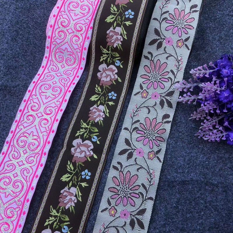 民族花边提花织带花朵图形服装辅料宽5厘米DH-9749