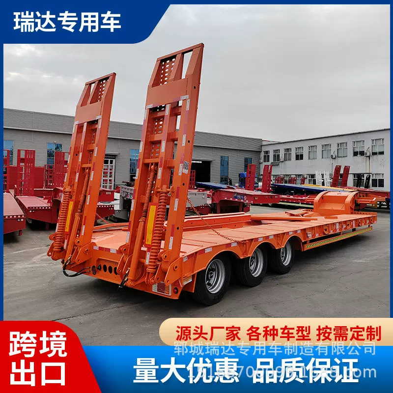 出口非洲低平板半挂车工程机械大件运输半挂车叉车牵引车八桥空悬
