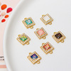 Copper -plated gold -plated vermiculite imitation Opal geometric square double pendant earrings bracelet DIY jewelry accessories material