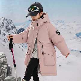 中长款2025新款洋气羽绒服儿童加厚男童中大童男女童带帽冬季外套