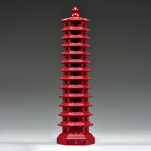 红色木雕十三层文昌塔摆件木头13层文昌塔客厅玄关书房装饰工艺品