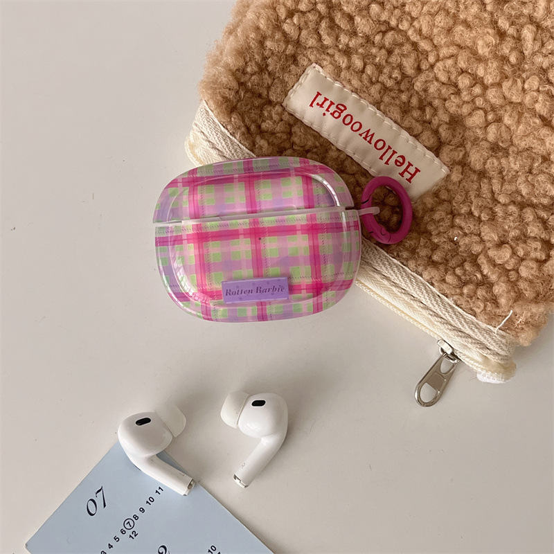 韓風insは色の格子縞にぶつかってAirpods4/3イヤホンの保護ケースを適用します。|undefined