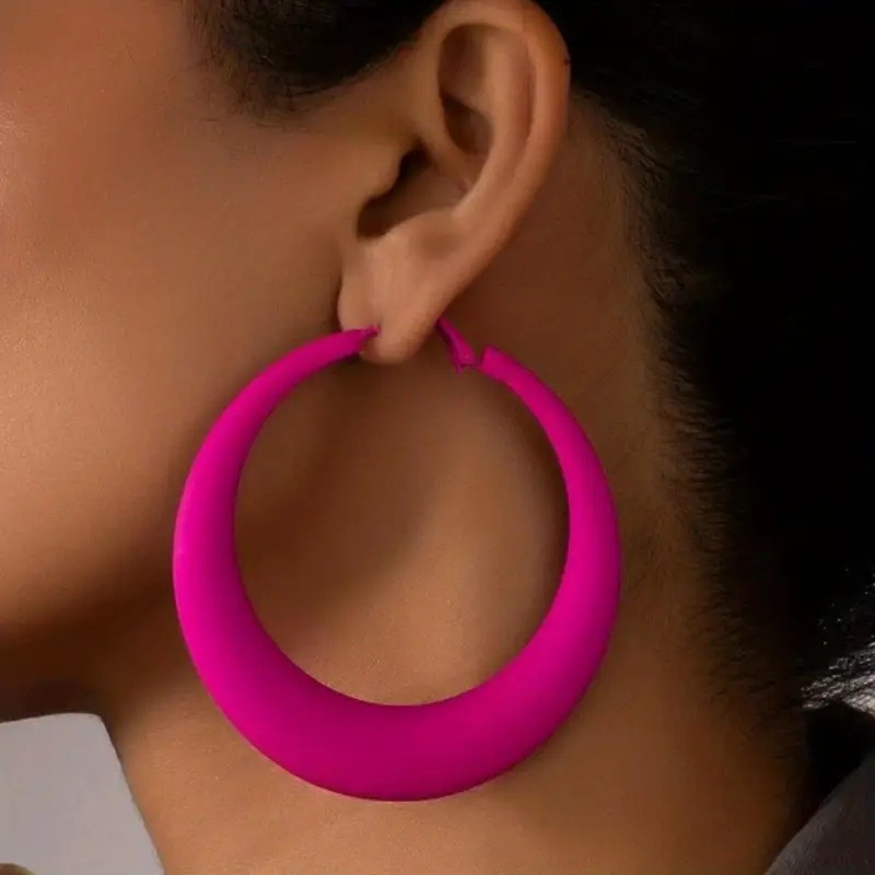 Candy-Colored Korean-Style Personalized Fashion Exaggerated Large Hoop Earrings, Colorful Large and Small Circle Hoops, Stylish and Versatile Earrings