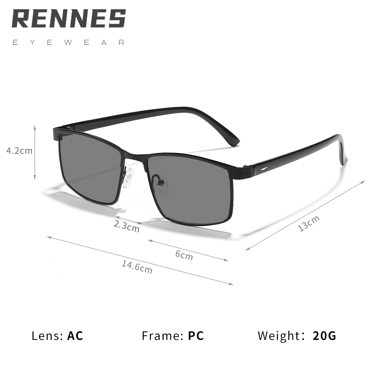 Hombres metro cuadrado de uñas gafas de sol de metal simple gafas de sol 2023 nueva fotografía de conducción gafas de sol moda