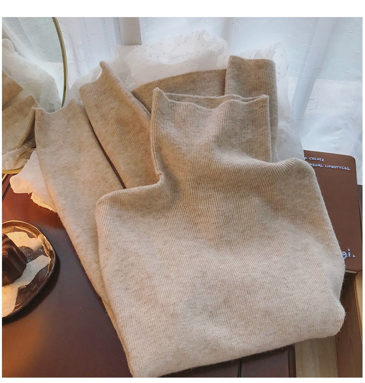 ChicShe ChicShe KANING Unifarbener, hochgeschlossener Strickpullover für Damen – Herbst/Winter 2025 – Neu, vielseitig, weich und warm_voghion.com