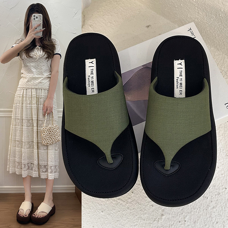 women's Slippers Korean-Style Thick-Soled Flip-Flops For Women, New Summer Casual Beach Sandals With Platform Soles_voghion.com
