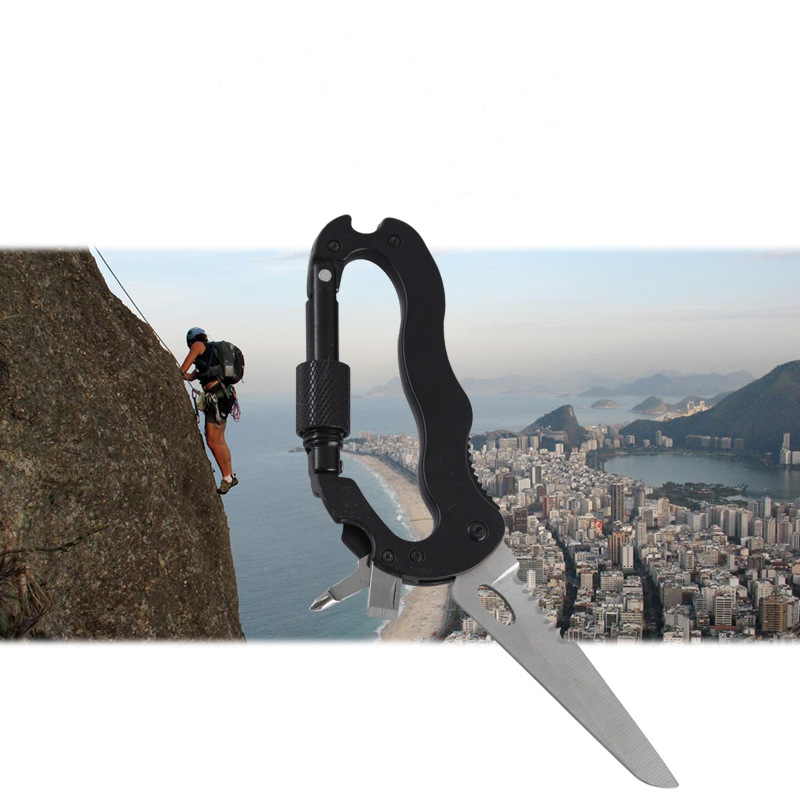 野外多功能工具刀D型铝合金折叠螺丝刀安全锁扣大号户外登山扣
