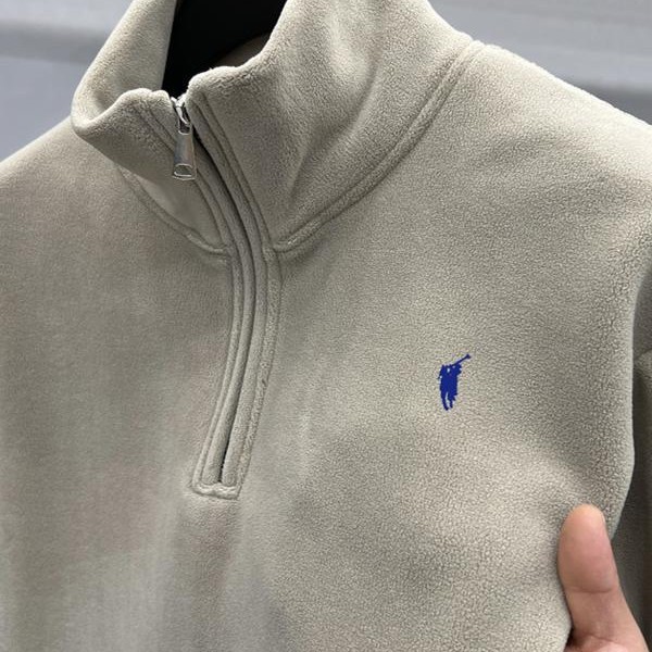 Paul Autumn and Winter Fleece Thickeneded Warm Long-Sleeved Sweatshirt Men's Half-High Zipper Loose Polar Fleece Comfortable Bottoming Shirt