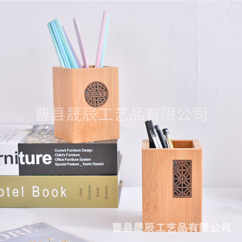 Portalápices de madera maciza de nogal, portalápices de escritorio para oficina, portalápices de madera maciza con almacenamiento hueco, simple.