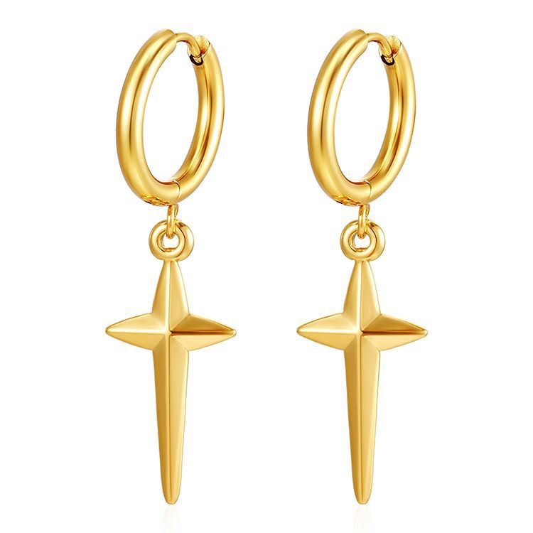 Pendientes colgantes de moda transfronteriza europea y americana, aretes redondos de acero inoxidable de todo fósforo, pendientes simples para mujer de 18K chapados al por mayor