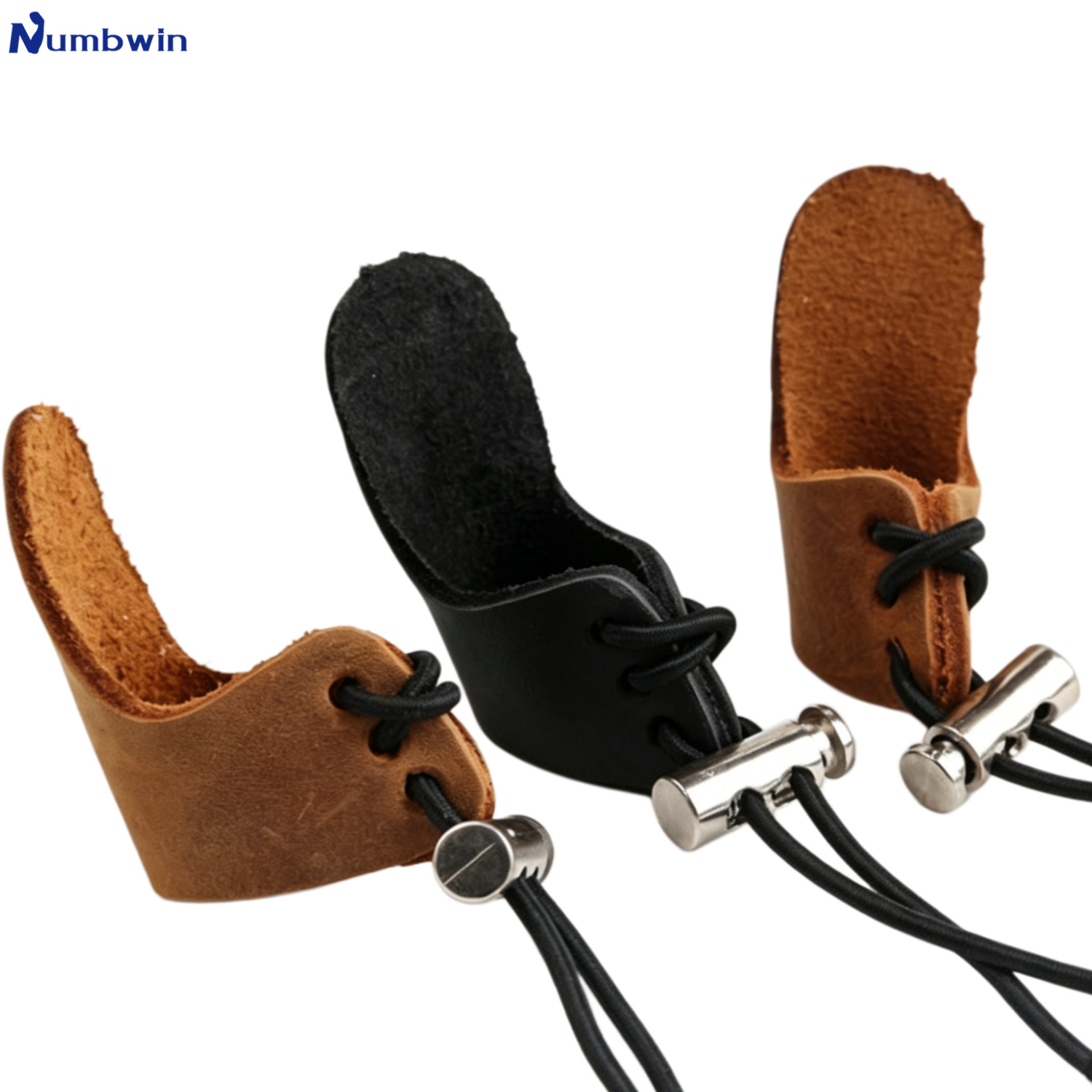 Numbwin Genuine Leather Thumb Ring Archery Finger Guard Mongolian Bow-Shaped Finger Guard Traditional Bow-Shaped Finger Guard for Archers