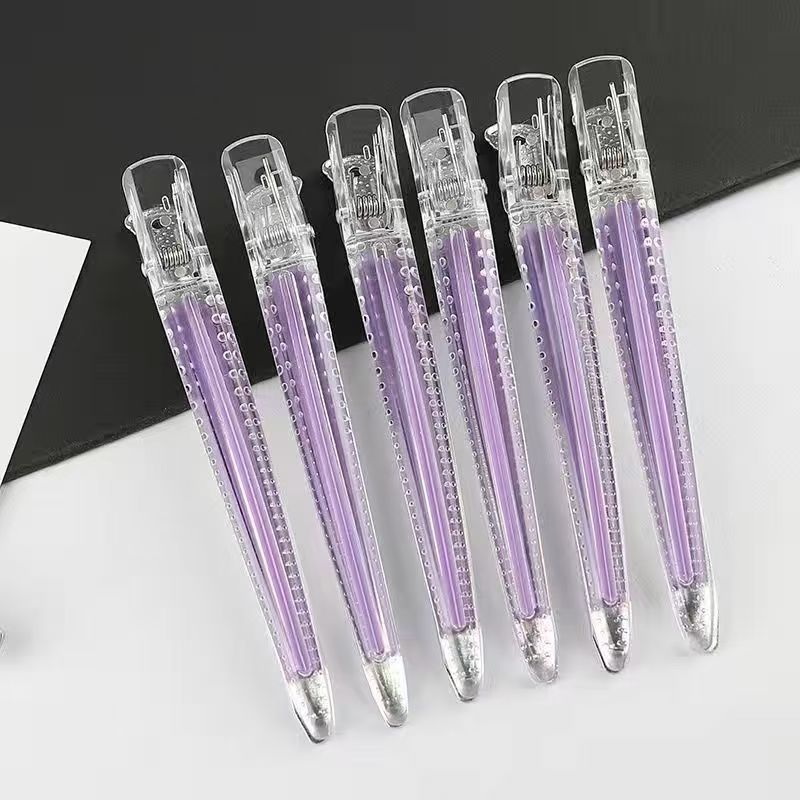 水晶硅胶一字夹【浅紫色1个】