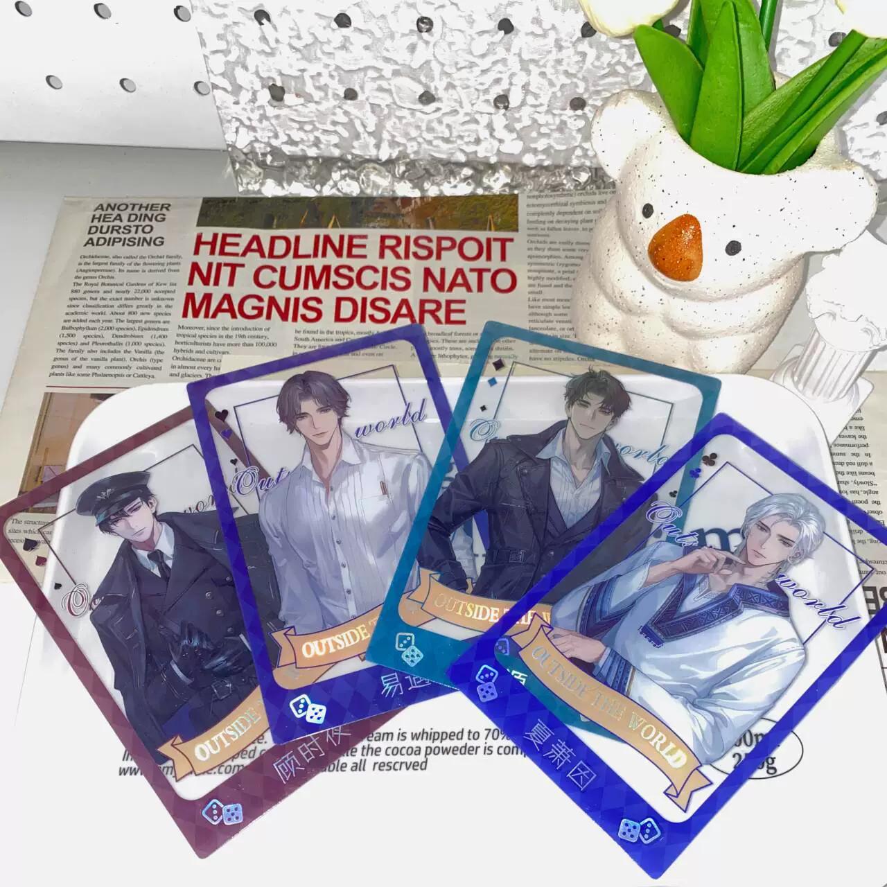 Набор из 4 PVC карт с персонажами (Hanako, Junwenhao, Lian и Shenkong Renge Tim Guanshu), анимационные карточки, коллекционные аксессуары