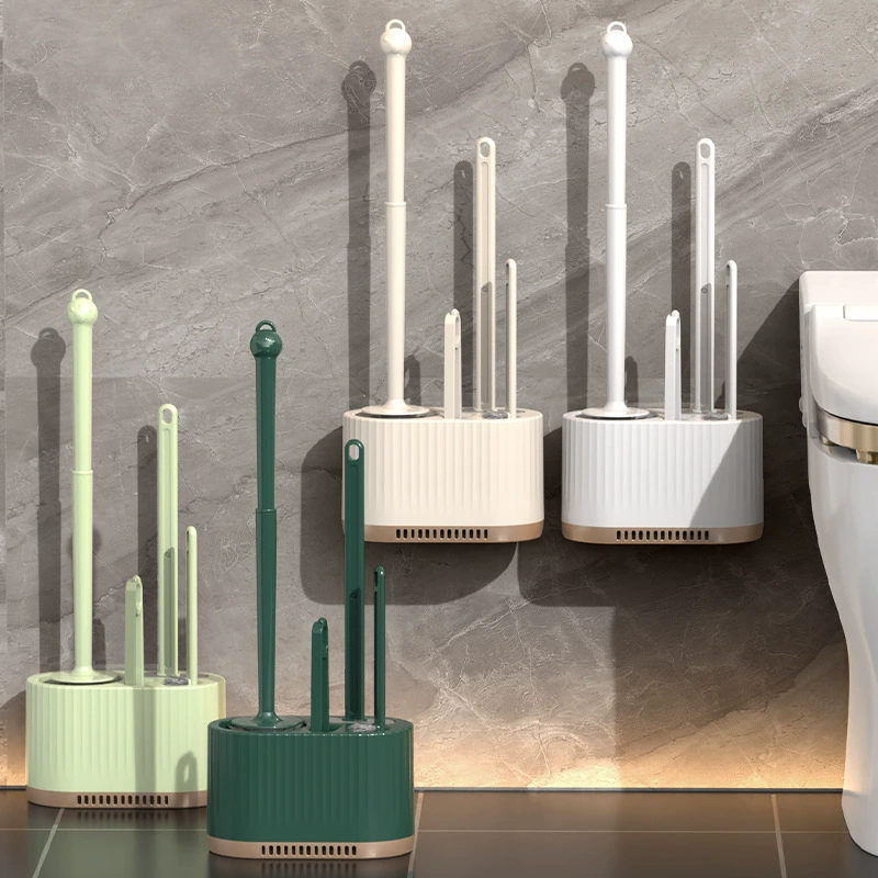 Туалетная щетка набор из четырех частей Настенный без мертвого угла для мытья туалета Щетка слива для домашнего туалета с длинной ручкой для чистки туалета