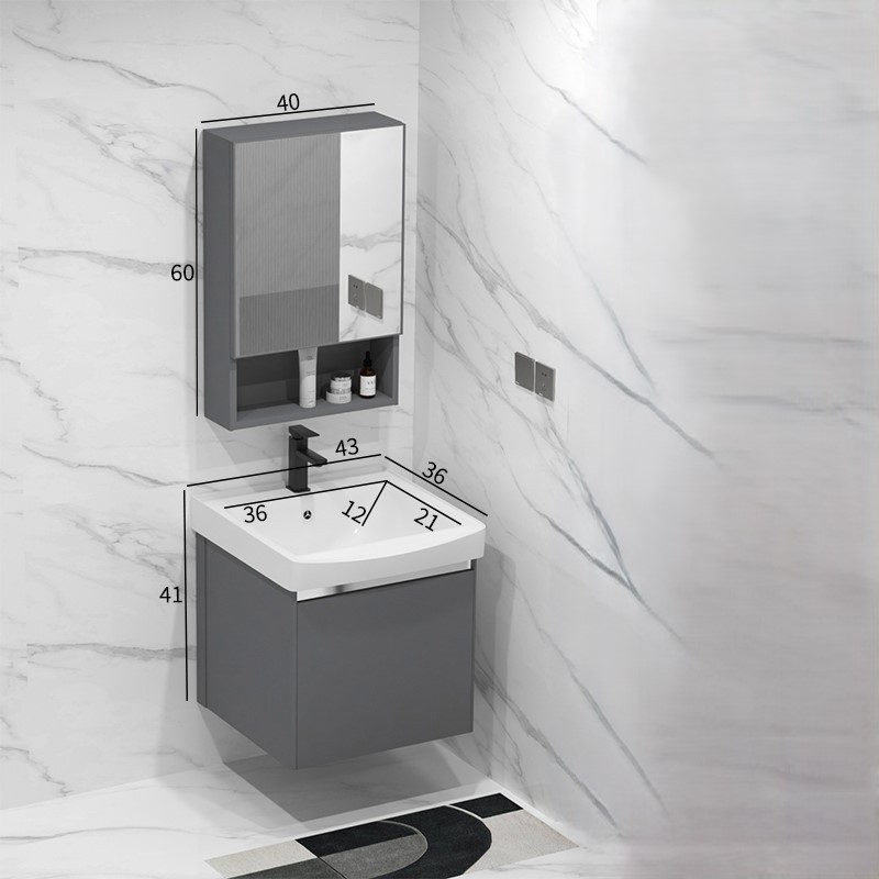 Gabinete de baño de aluminio espacial combinado lavabo cerámico lavabo lava