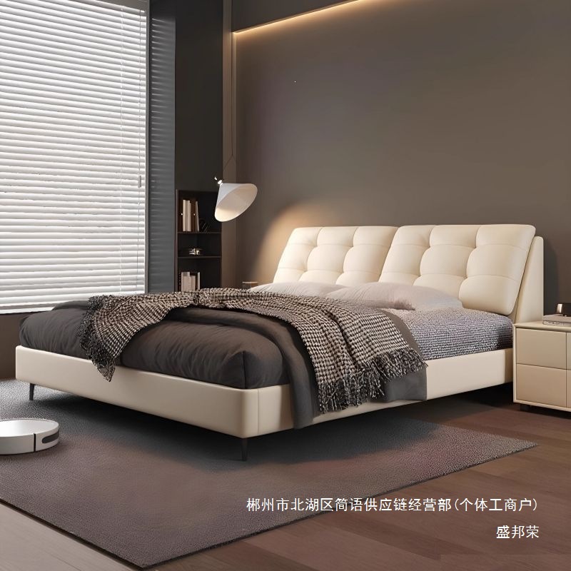 Fábrica directa cama de lujo ligera italiana 2026 nueva 1m8 atmósfera simple moderna doble cama principal suave