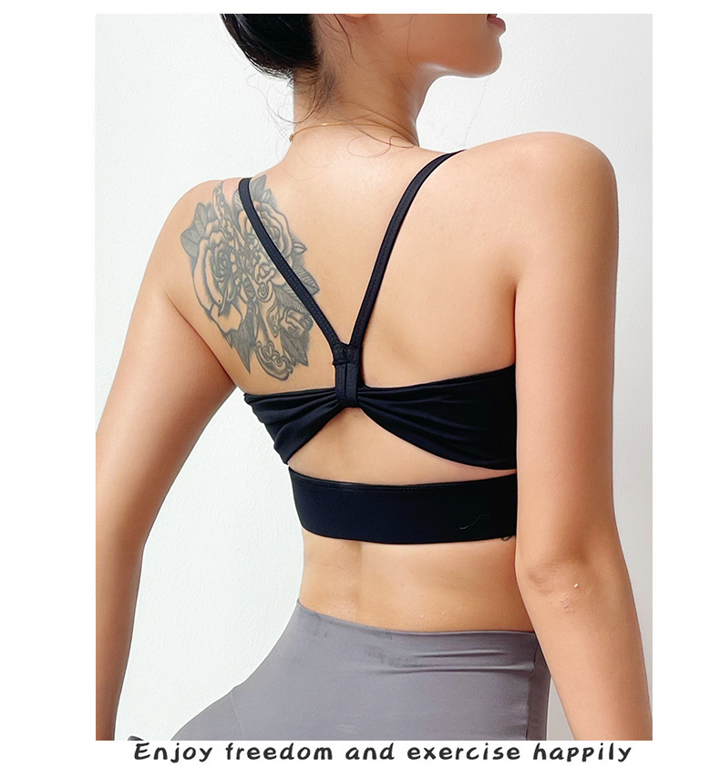 solid color thin strap shockproof yoga bra NSYWH127936