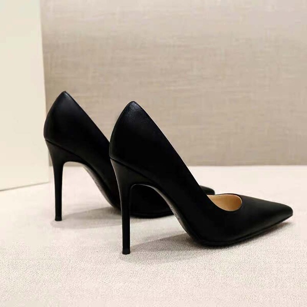 Black sexy elegant high heels made of soft leather stiletto heels…