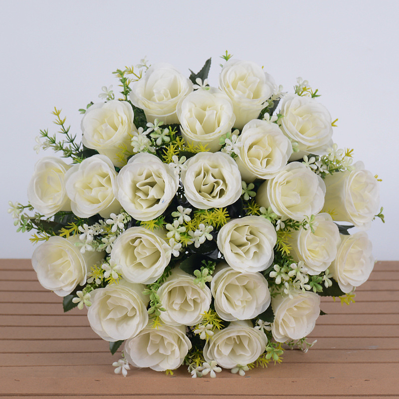 Ramos de rosas artificiales de seda (flores secas), para decoración de bodas (sendero), hogar, mesas o centros de mesa.