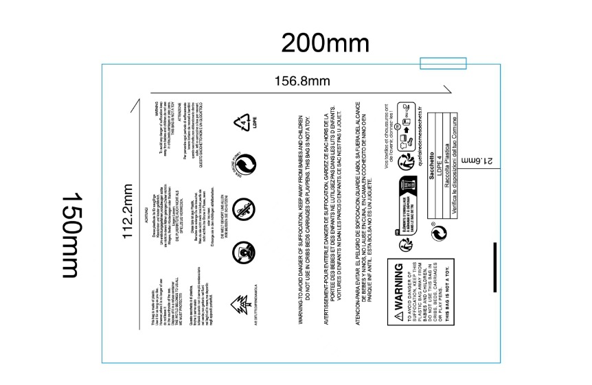20*15cm(100/가방); 새로운 경고 지퍼 가방 투명; PE 새로운 소재