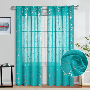 Cross-Border Quan Dolly Hot Silver Marble Rod Semi-Blackout Window Screen Gauze Curtain Living Room Finished Curtain Temu Dropshipping