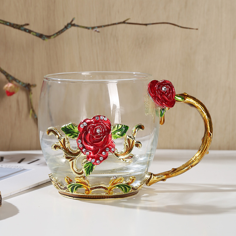 Hitzebeständige Glastasse Mit Floralem Emaille-design_voghion.com