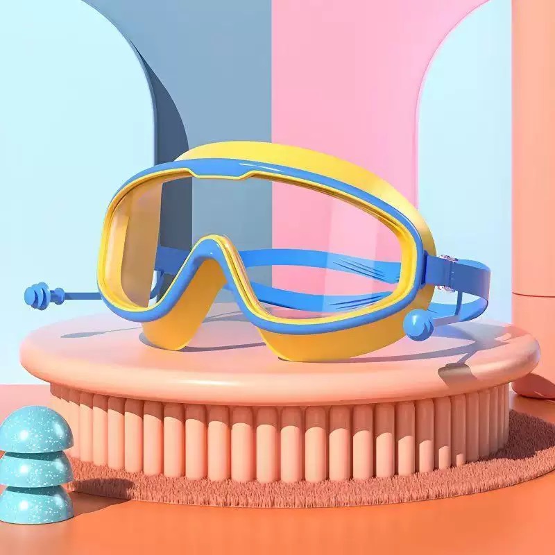 어린이용 고투명 김서림 방지 수영 고글 [노란색 파란색]